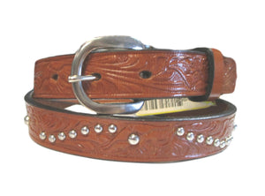 Tex Tan Youth 1' Tooled Studded Belt