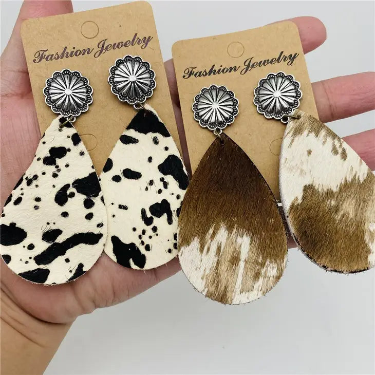 Animal Skin Print Leather Earrings