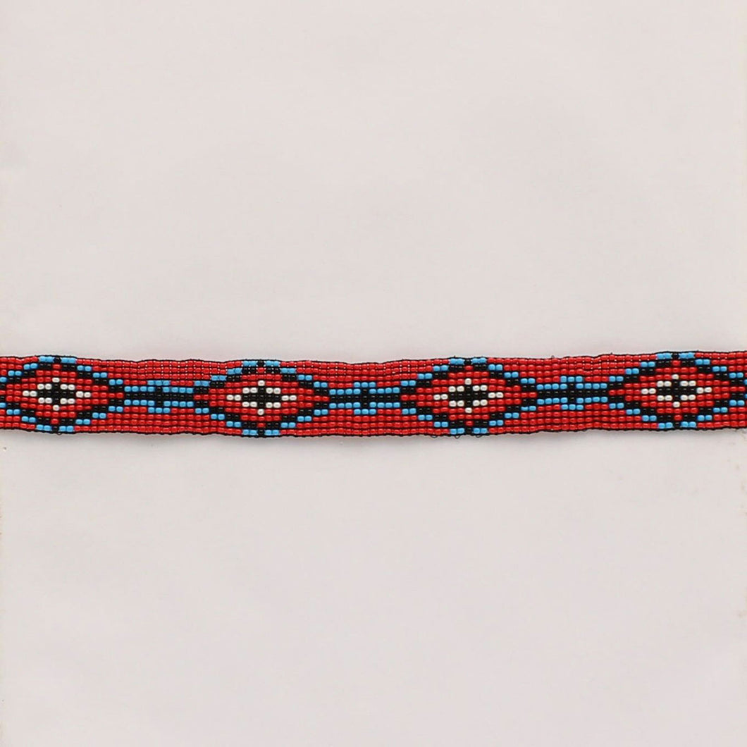 Red, Blue, Black Beaded Hat Band