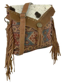 Klassy Cowgirl  Terracotta Tribal Upcycled Crossbody Messenger Bag