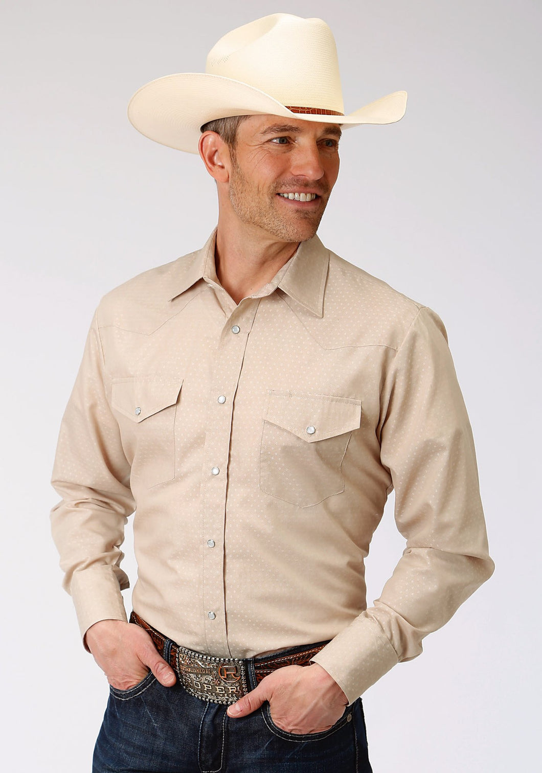 Roper Men's Tan Diamond Western Shirt