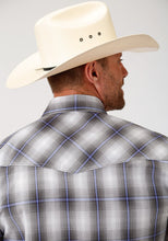 Load image into Gallery viewer, Roper Men&#39;s Gray &amp; Purple Plaid Western Shirt