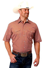 Load image into Gallery viewer, Roper Short Sleeve Orange/Teal Men&#39;s Western Shirt