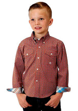 Load image into Gallery viewer, Boy&#39;s Roper Orange/Teal Western Shirt