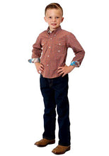 Load image into Gallery viewer, Boy&#39;s Roper Orange/Teal Western Shirt