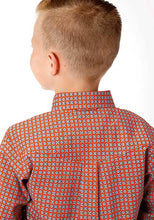Load image into Gallery viewer, Boy&#39;s Roper Orange/Teal Western Shirt