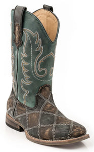 Roper Boys' Patchwork Cowboy Boots - Square Toe