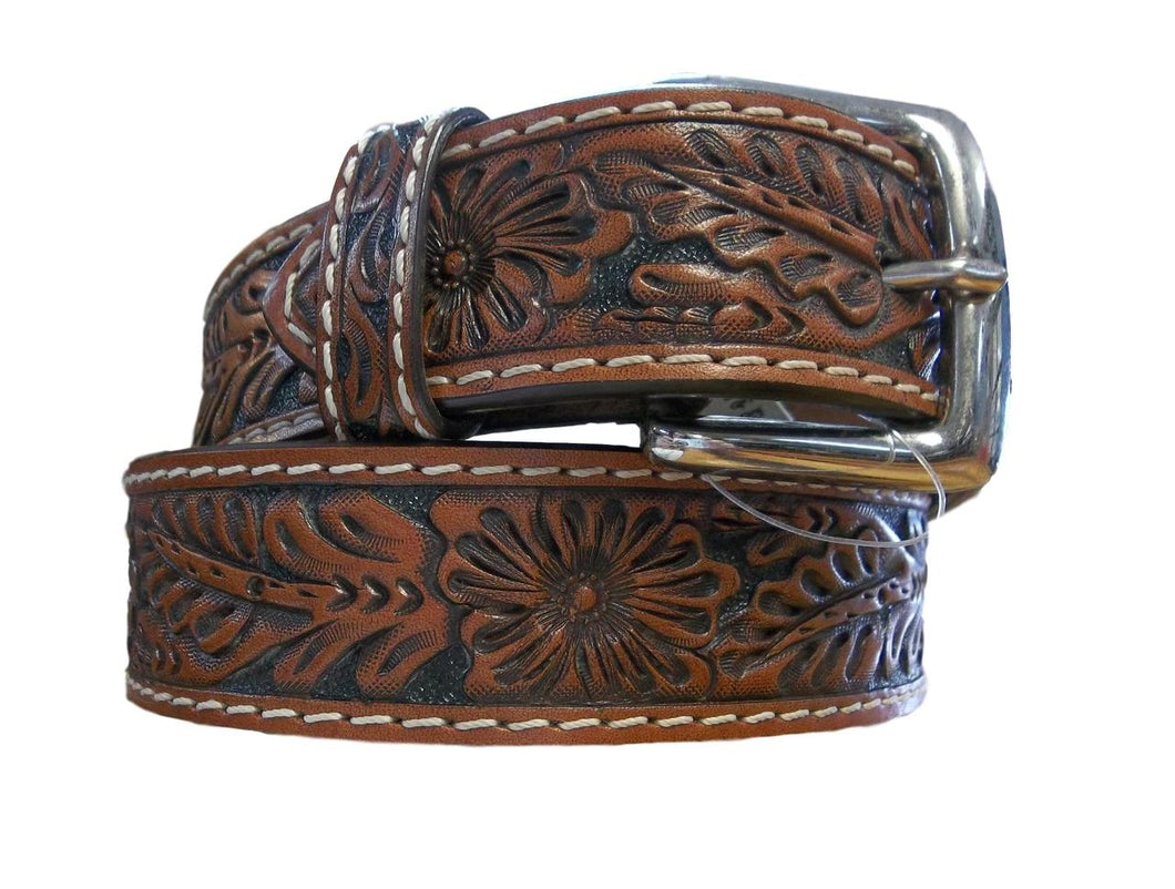 Floral Tooled Belt w/black background