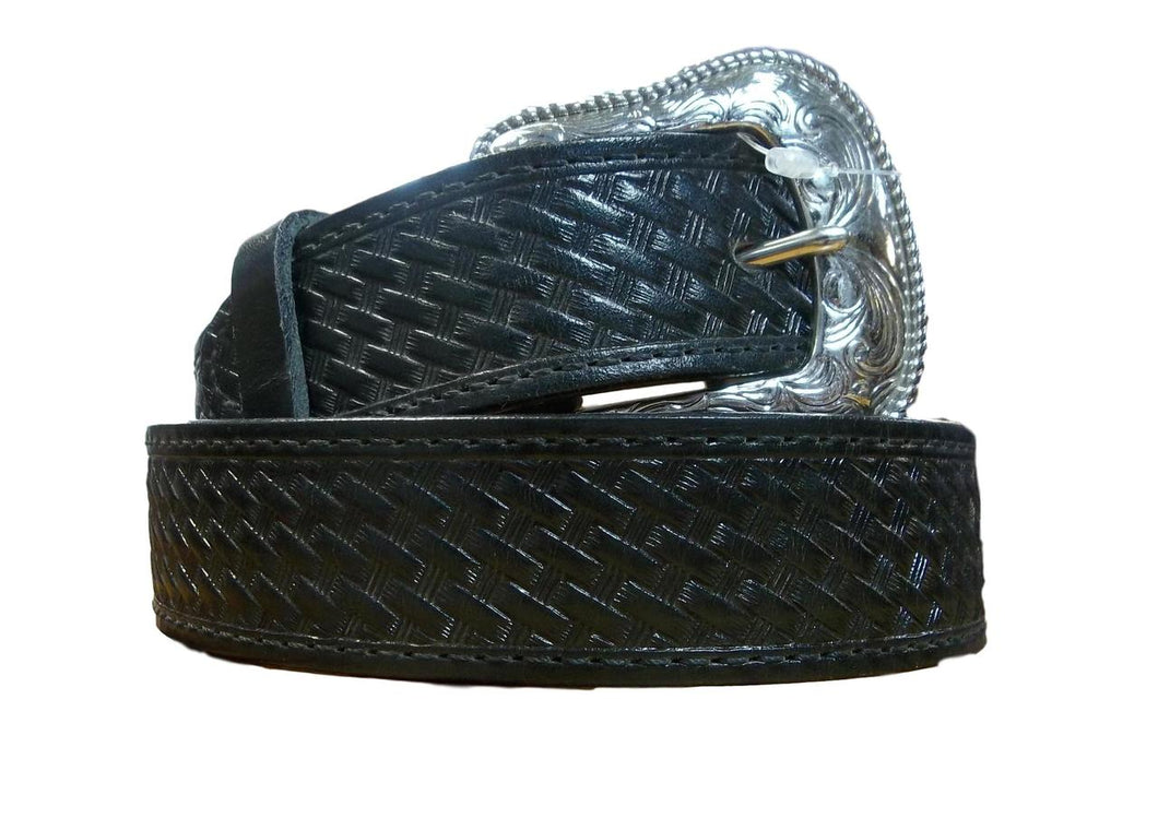 Mens Black Basketweave Belt