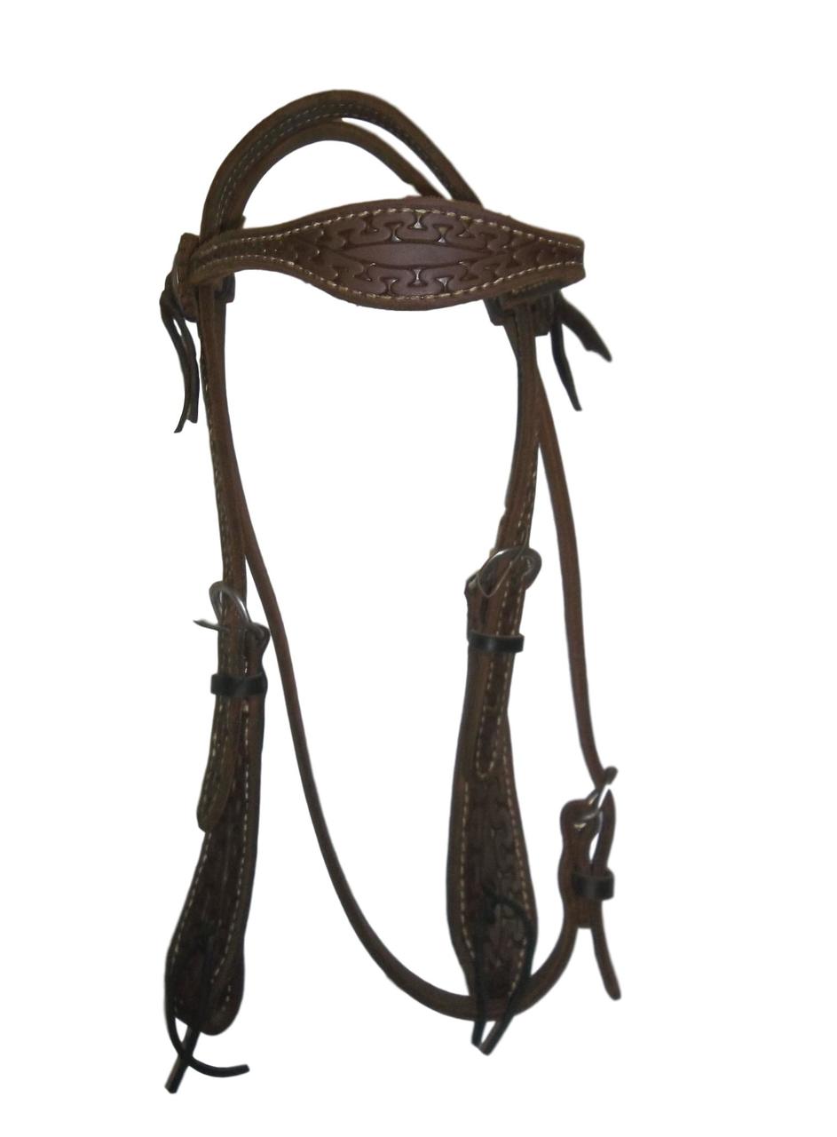 HR Scalloped Browband Snake Tooled Headstall