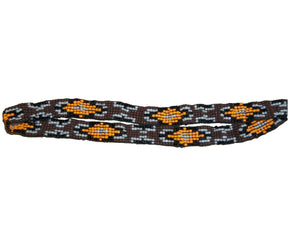 M&F Western Hatband Unique Stretch Beaded Brown 1/2" Yellow 02752
