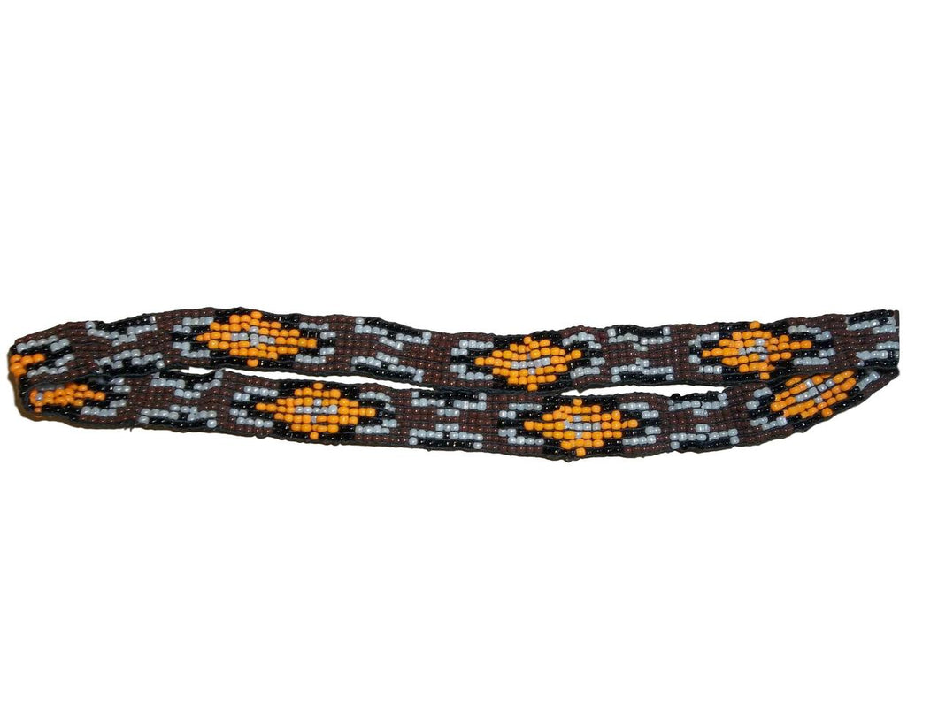 M&F Western Hatband Unique Stretch Beaded Brown 1/2