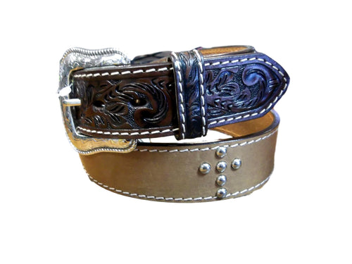 Men's Belt with Silver Crosses