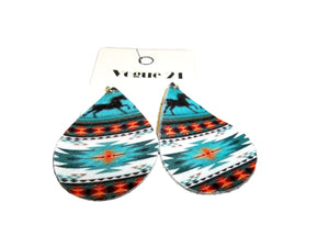 Running Horse Aztec Round Oval Earrings