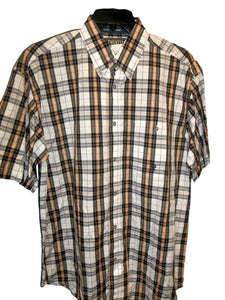 Wrangler White/Black/Peach Short Sleeve Western Shirt