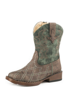 Roper Boys Toddler Green Cross Cut Cowboy Boots