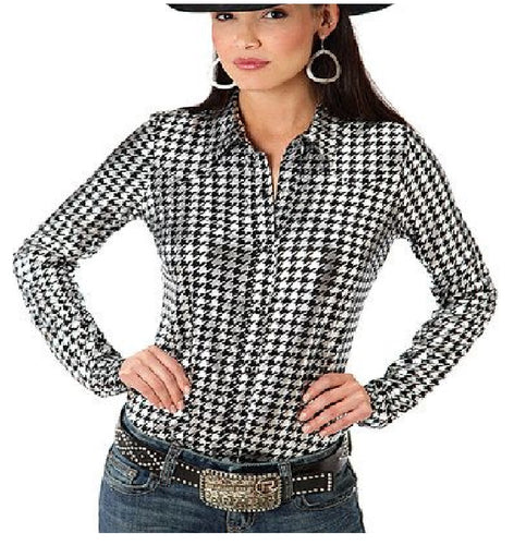 Roper Womens Shiny Houndstooth Print Shirt