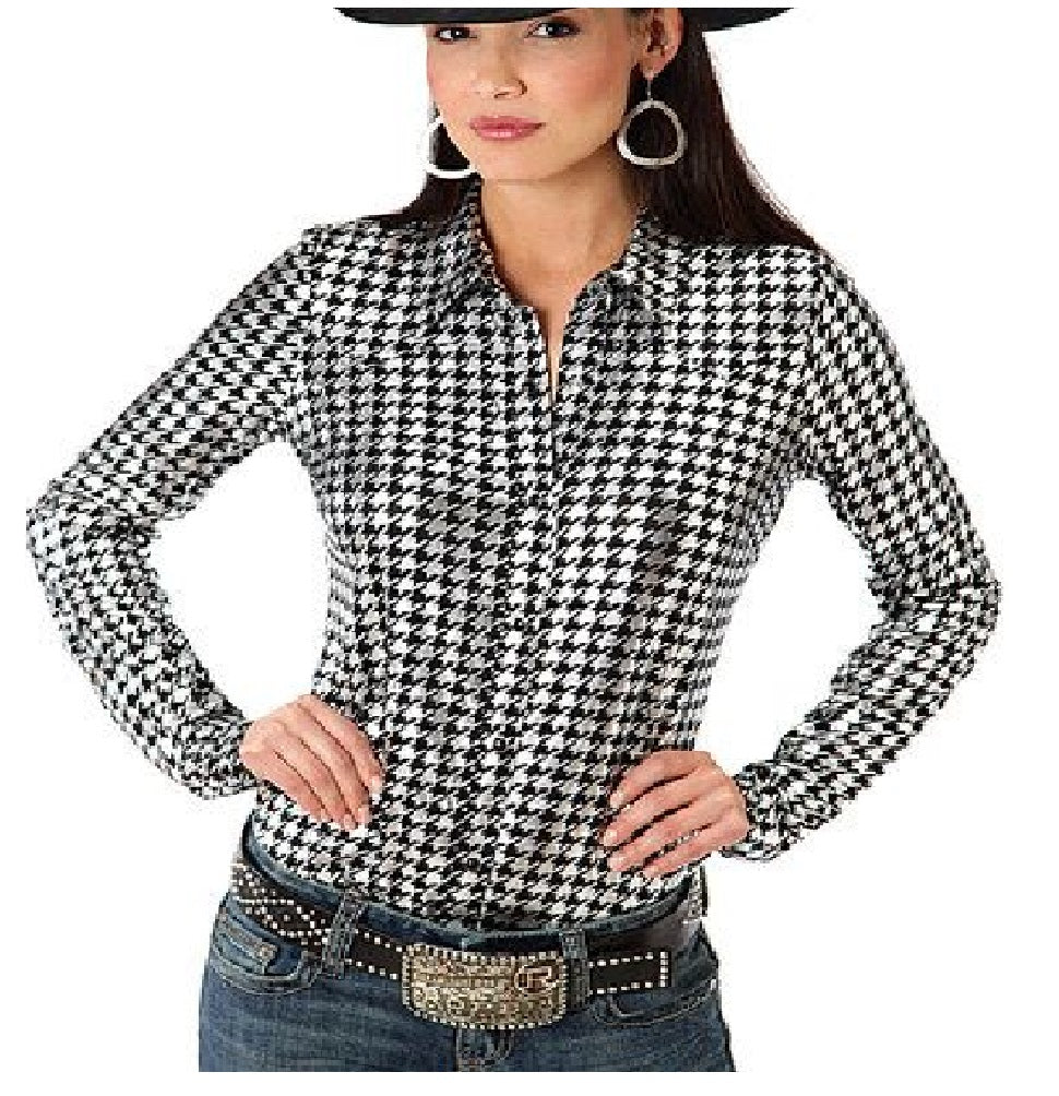 Roper Womens Shiny Houndstooth Print Shirt