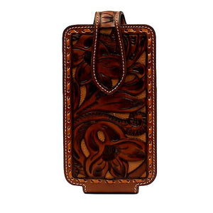 Nocona medium size clip phone case floral leather