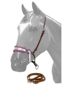 Navajo Tiedown & Noseband w/Pink Buckstitch