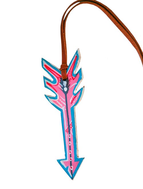 Pink/Teal Painted Arrow Saddle Tie On