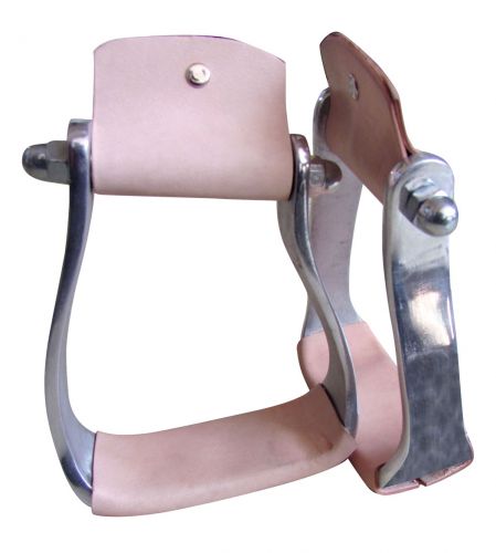 Aluminum Slanted Pony Stirrups With Leather Bottoms
