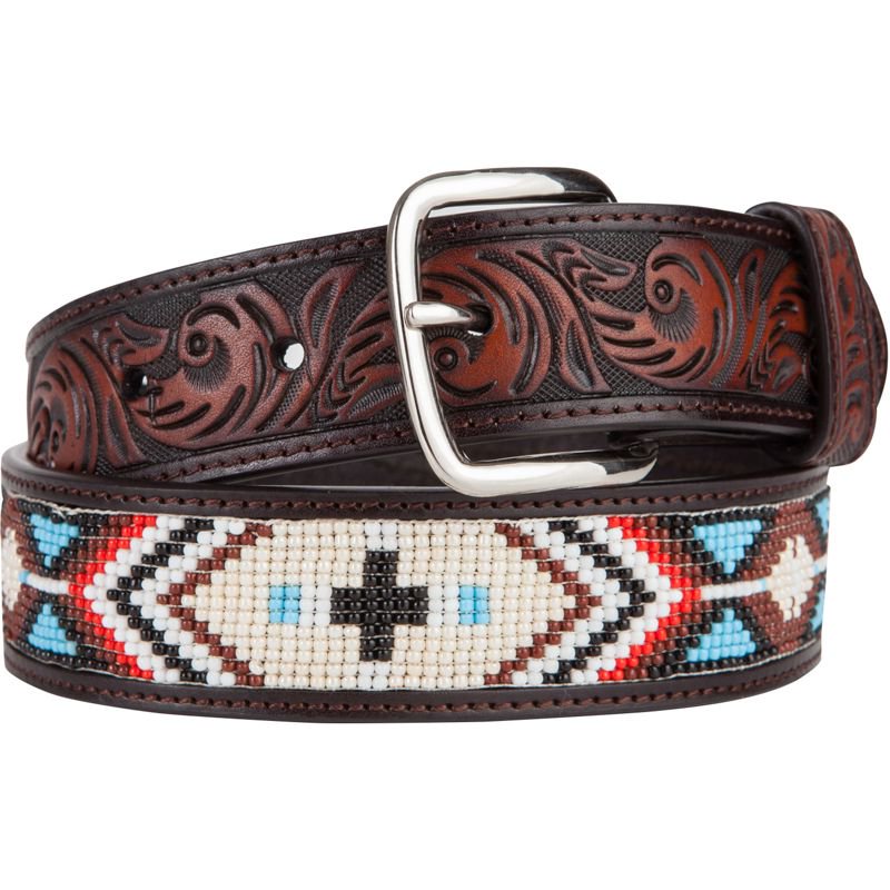 Youth Brown Beaded Belt W/Crosses