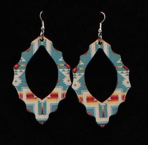 Silver Strike Aztec Wooden Earrings