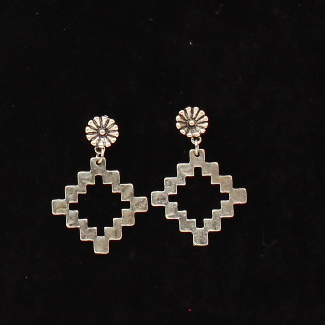 Silver Strike Etched Triangular Silver Earrings