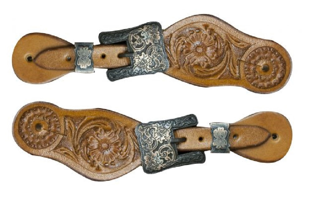 Youth Tooled Spur Straps with Buckles