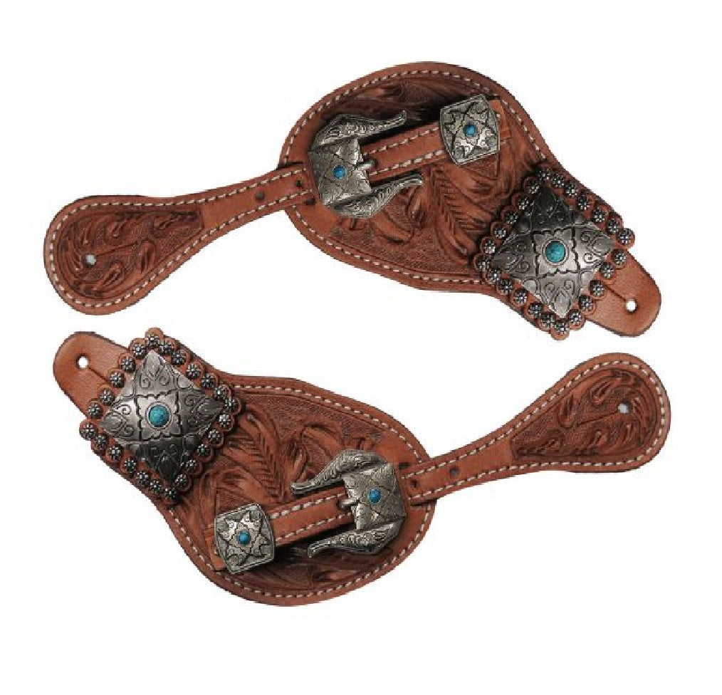 Ladies Tooled Spur Strap W/Concho