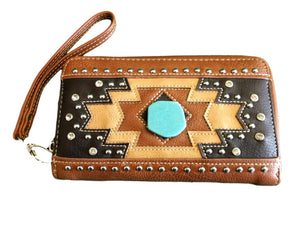 Montana West Tan Geo Cut Out Studs Turquoise Stone