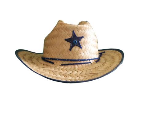 Palm Straw Hat/Sheriff/Blue