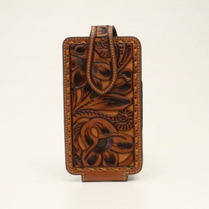 Nocona Floral Embossed Leather Cell Phone Case