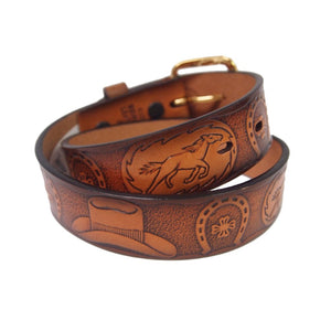 Western Tooled Kids Belt