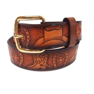 Western Tooled Kids Belt