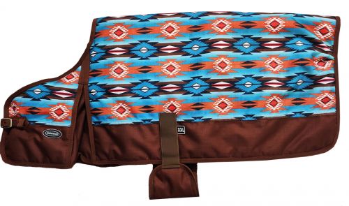 Teal And Orange Aztec Dog Blanket