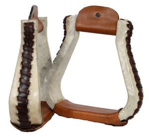 Rawhide Stirrups With Leather Lacing