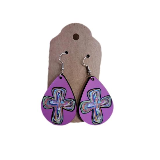 Paint Brush Cross Wood Earrings