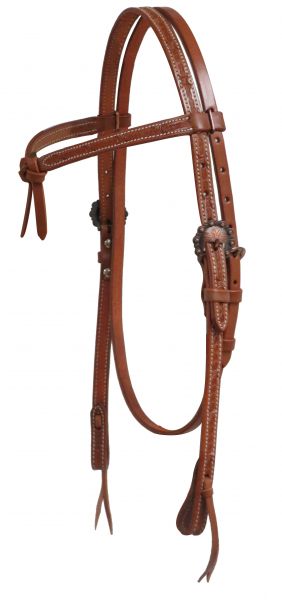 Futurity Knot Headstall W/ Barbed Wire Tooling