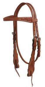 Argentina Leather Headstall With Floral  Tooled Accents
