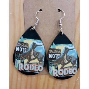 Western Motel Rodeo Wood Earrings