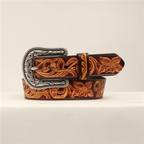 Ariat Fancy Floral Scrolling Ladies Belt Brown & Tan