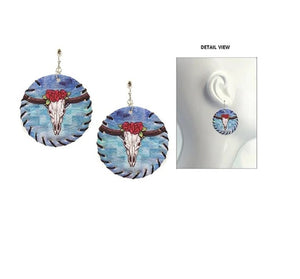Watercolor Round Skull Earrings