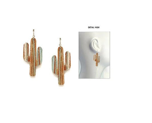 Serape Cactus Leather Earrings