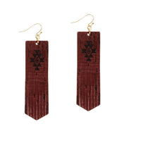 Load image into Gallery viewer, Fringe Aztec Leather Earrings