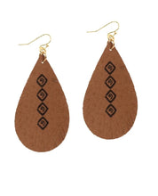 Load image into Gallery viewer, Diamond Aztec Oval Leather Earrings