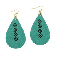 Load image into Gallery viewer, Diamond Aztec Oval Leather Earrings