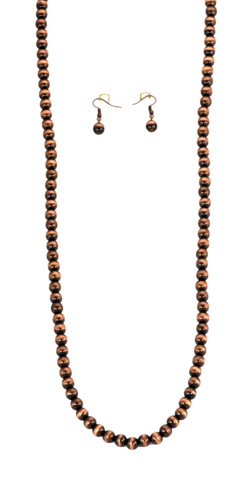 Faux Copper Beaded Necklace And Earring Set