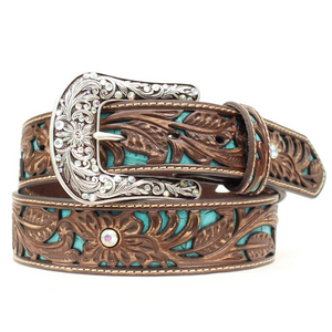 Girls Tooled Turquoise Inlay Belt